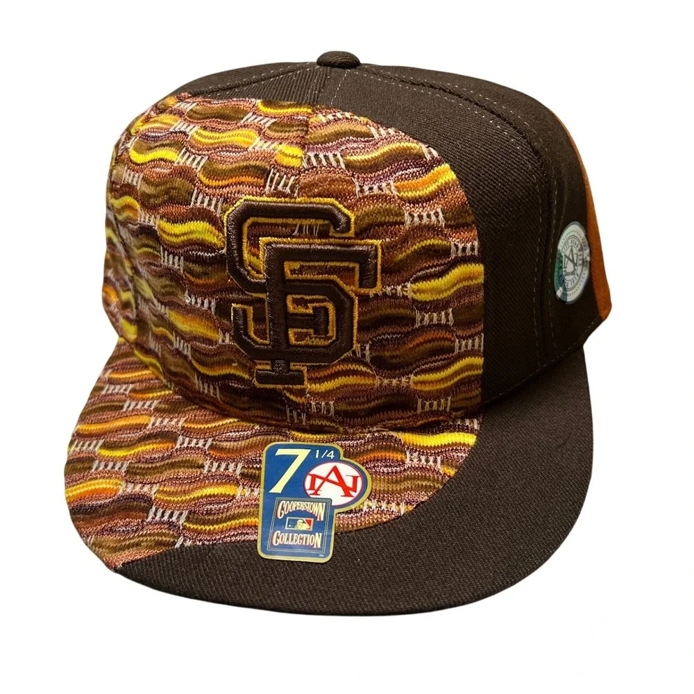 Vintage SF Giants‎ Hat Mens 7 1/4 Brown Knit Cooperstown Collection Fitted Logo